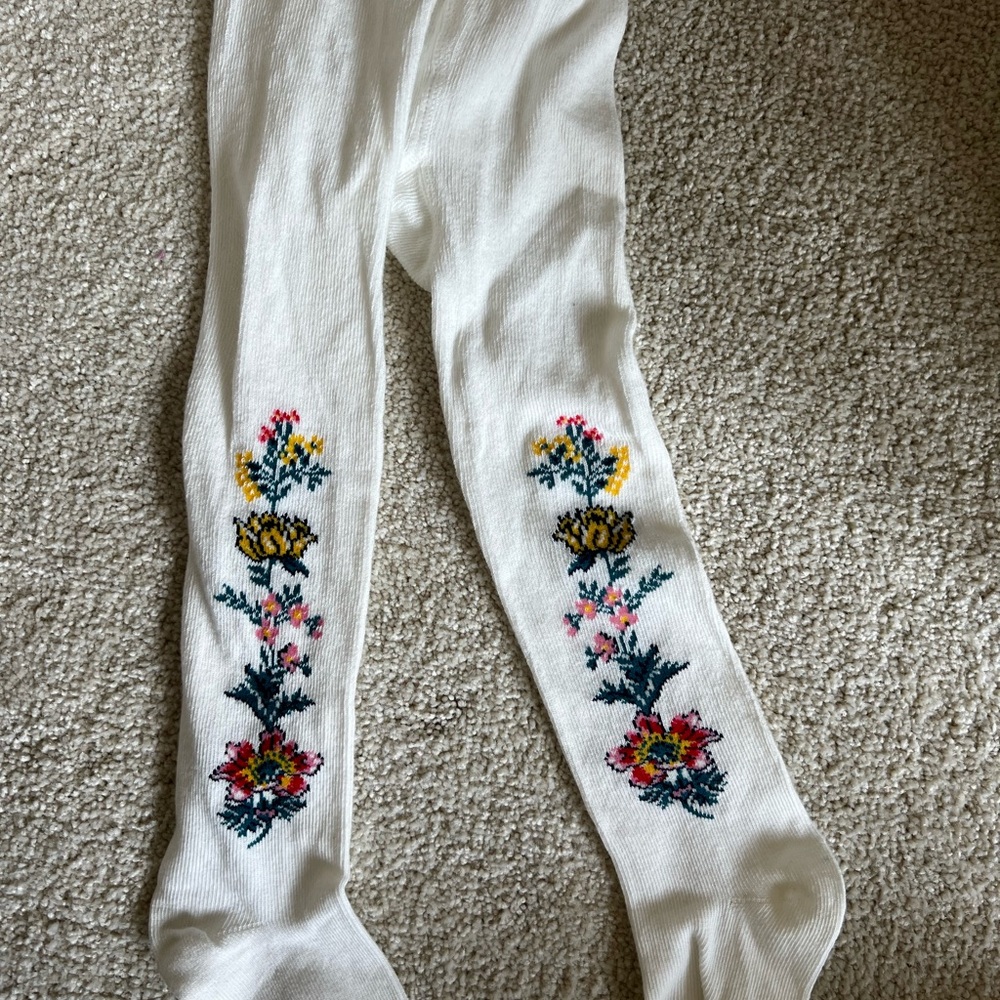 Janie and Jack White Knight Floral tight - NEVER WORN